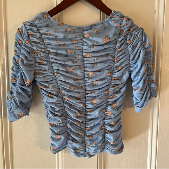 COPY - Zara light blue floral ruched top NWT - Picture 3 of 8